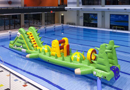 Piscina de corrida de crocodilo única de 12m de comprimento com objetos desafiadores de obstáculos para jovens e idosos. Compre jogos de sinuca infláveis ​​agora online na JB Insuflaveis Portugal