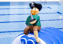 Corrida de pirata em pista de obstáculos em um design exclusivo com objetos 3D engraçados e nada menos que 2 slides para jovens e idosos. Compre cursos de obstáculos de piscina inflável online agora na JB Insuflaveis Portugal