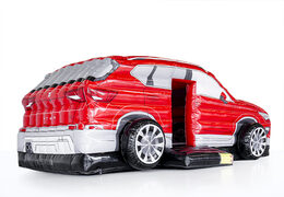 Encomende um SEAT - castelo insuflável ​​de carro à medida em vermelho na JB Insuflaveis Portugal. Compre um design gratuito para castelos insufláveis ​​em sua própria identidade corporativa agora