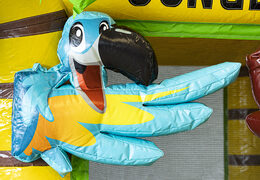 Compre um pequeno castelo insuflável com tema de selva e escorregador para crianças. Encomende castelos insufláveis ​​online na JB Insufláveis ​​Portugal