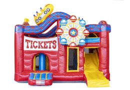 Compre castelo insuflável multijogador médio no tema montanha-russa com escorregador para crianças. Encomende castelos insufláveis ​​online na JB Insufláveis ​​Portugal