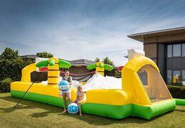 Groot opblaasbaar open bubble boarding springkussen met schuim kopen in thema sport basketbal voetbal voor kids