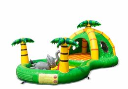 Compre um divertido castelo insuflável semi-aberto com o tema da selva playzone para crianças. Encomende castelos insufláveis ​​online na JB Insufláveis Portugal