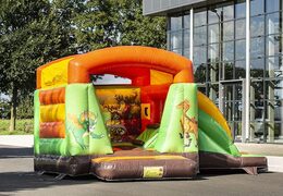 Mini castelo insuflável multifunções com slide no tema de dinossauros para a festa de aniversário à venda. Compre castelos insufláveis ​​online na JB Insufláveis ​​Portugal