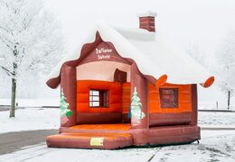 Castelo insuflável Skihut winterworld com uma chaminé 3D no topo para as crianças. Compre castelos insufláveis ​​online na JB Insufláveis ​​Portugal