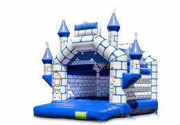 Compre castelo insuflável ​​de castelo azul padrão com um tema de cavaleiro para crianças. Encomende castelos insufláveis ​​online na JB Insufláveis ​​Portugal