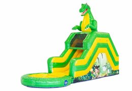 Compre um castelo insuflável com toboágua para o seu jardim em um tema de dinossauro para crianças. Encomende insufláveis online na JB Insufláveis ​​Portugal