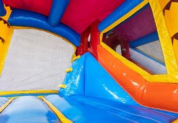 Opblaasbaar Jumpy Happy Splash springkussen met waterbad bestellen in thema flamingo voor kinderen bij JB Inflatables