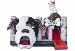 Compre castelo inflável inflável com slide no tema animal com cachorro grande para crianças