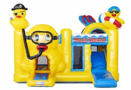 almofada de ar inflável com escorregador em amarelo com patos para venda para crianças