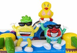 Compre almofada de ar inflável com slide no tema da festa de verão para crianças