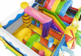 Encomende almofada de ar inflável com slide no tema da festa de verão para crianças