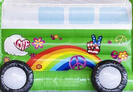 Encomende o castelo inflável inflável padrão com teto em tema hippie verde para crianças