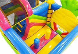 Almofada de ar inflável com slide em cores alegres e tema havaí à venda para crianças