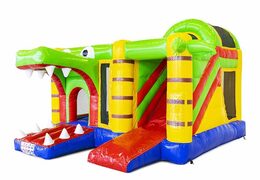 Encomende castelo inflável inflável com slide no tema de crocodilo para crianças