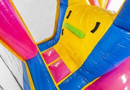 Bouncer inflável com tema de unicórnio para crianças com escorregador e objetos para comprar nele