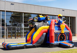Super bouncer inflável multiplay tema fórmula 1 com escorregador para venda para crianças