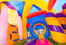 Compre castelo inflável multijogador super inflável no tema unicórnio para crianças com muitas cores