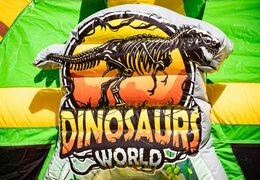 Encomende multiplay de almofada de ar inflável com slide no tema dino verde amarelo
