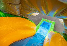 Espreguiçadeira inflável multijogo grande tema da selva com escorregador para crianças à venda