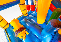 Castelo insuflável insuflável com escorrega e tecto no tema safari amazónico para venda para crianças