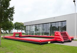 Jogo temático de futebol vermelho preto