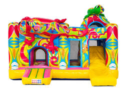 Tema ao estilo de Ibiza com duas salamandras no castelo inflável Multiplay