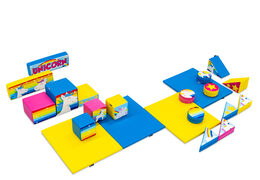 Conjunto de Softplay grande no tema de unicórnio com blocos coloridos para brincar