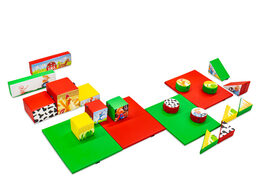 Conjunto de Softplay grande no tema de fazenda com blocos coloridos para brincar
