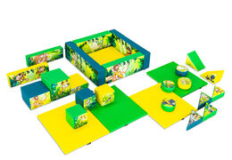 Conjunto de Softplay XL com tema Jungle Dino e blocos coloridos para brincar