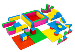 Conjunto XXL de Softplay com tema padrão e blocos coloridos para brincar