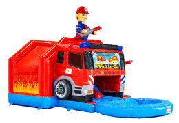 Compre o castelo inflável com escorregador duplo no tema de Bombeiros Slide Combo na JB