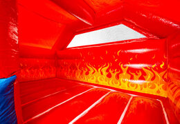 Castelo inflável coberto Slide Combo Dubbelslide com tema de bombeiro disponível para compra online na JB