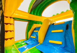 Parede de escalada do tema Safari Gorilla Multiplay dubbelslide em azul amarelo verde