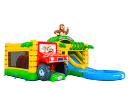 Lado do Multiplay Dubbelslide com piscina no tema Safari gorila