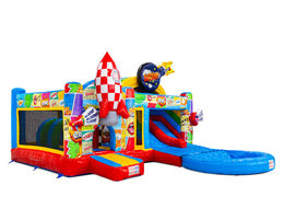 Lado do Multiplay Dubbelslide com piscina no tema de quadrinhos