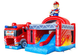 Compre o castelo insuflável Multiplay Dubbelslide com tema de bombeiro na JB