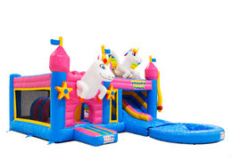 Lado do Multiplay Dubbelslide com piscina no tema unicornio