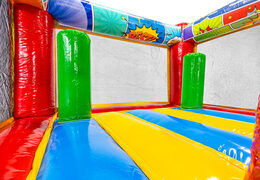 Castelo insuflável Midi Bounce em tema quadrinhos, ideal para eventos e festas
