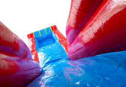 Castelo insuflável A-frame Super Comic colorido com tema de quadrinhos para locadoras, peça agora online