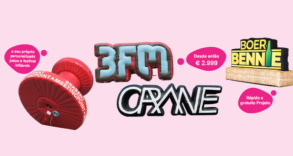 Palco inflável totalmente personalizado e publicidade em festivais