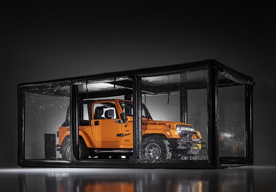 Cápsula de carro inflável para armazenar seus veículos