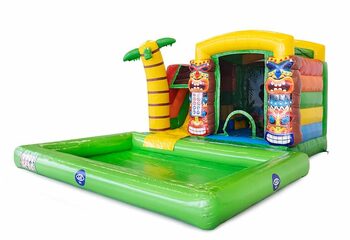 Compre o mini splash castelo insuflável multifuncional com o tema Havaí na JB Insufláveis ​​Portugal. Encomende castelos insufláveis online na JB Insufláveis ​​Portugal