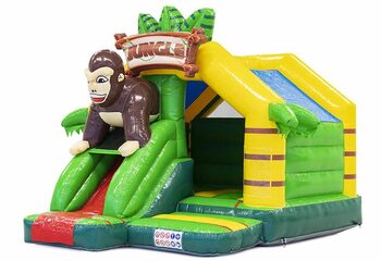Deslize o segurança inflável combinado com slide tema da selva com gorila nele ordem