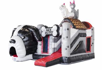 Segurança inflável com tema animal com escorregador de cachorro grande para venda para crianças