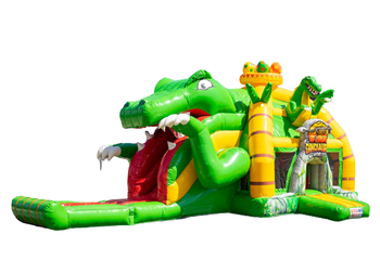 Compre almofada de ar inflável multiplay com slide no tema dino verde amarelo