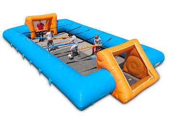 Encomende matraquilhos insufláveis ​​azul-laranja com exclusivo sistema deslizante de embarque para crianças. Compre matraquilhos insufláveis ​​online na JB Inflatables Holanda