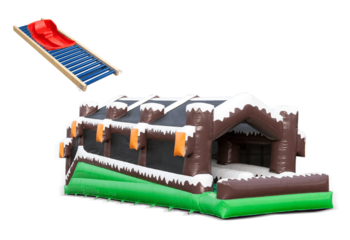 Pista dupla de patinação de inverno com trenó e montanha-russa