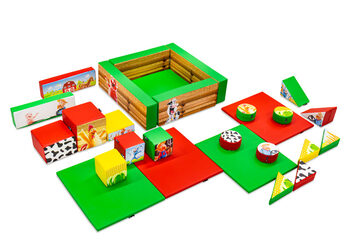 Conjunto de Softplay XL com tema de fazenda e blocos coloridos para brincar