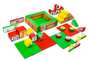 Conjunto XXL de Softplay com tema de fazenda e blocos coloridos para brincar